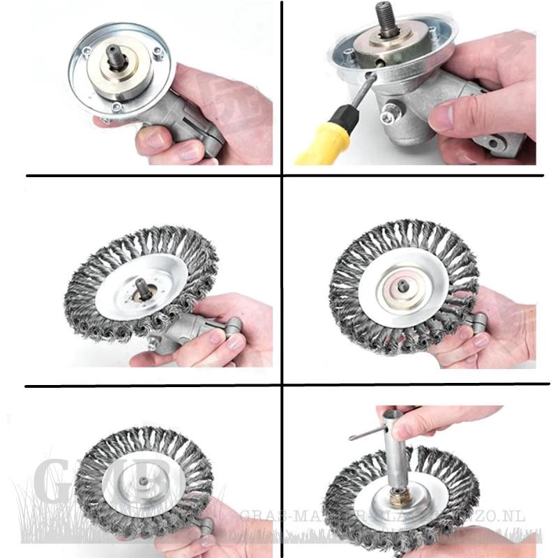 Onkruid borstel 150 * 150 * 35mm centergat 20 mm en 25,4 mm